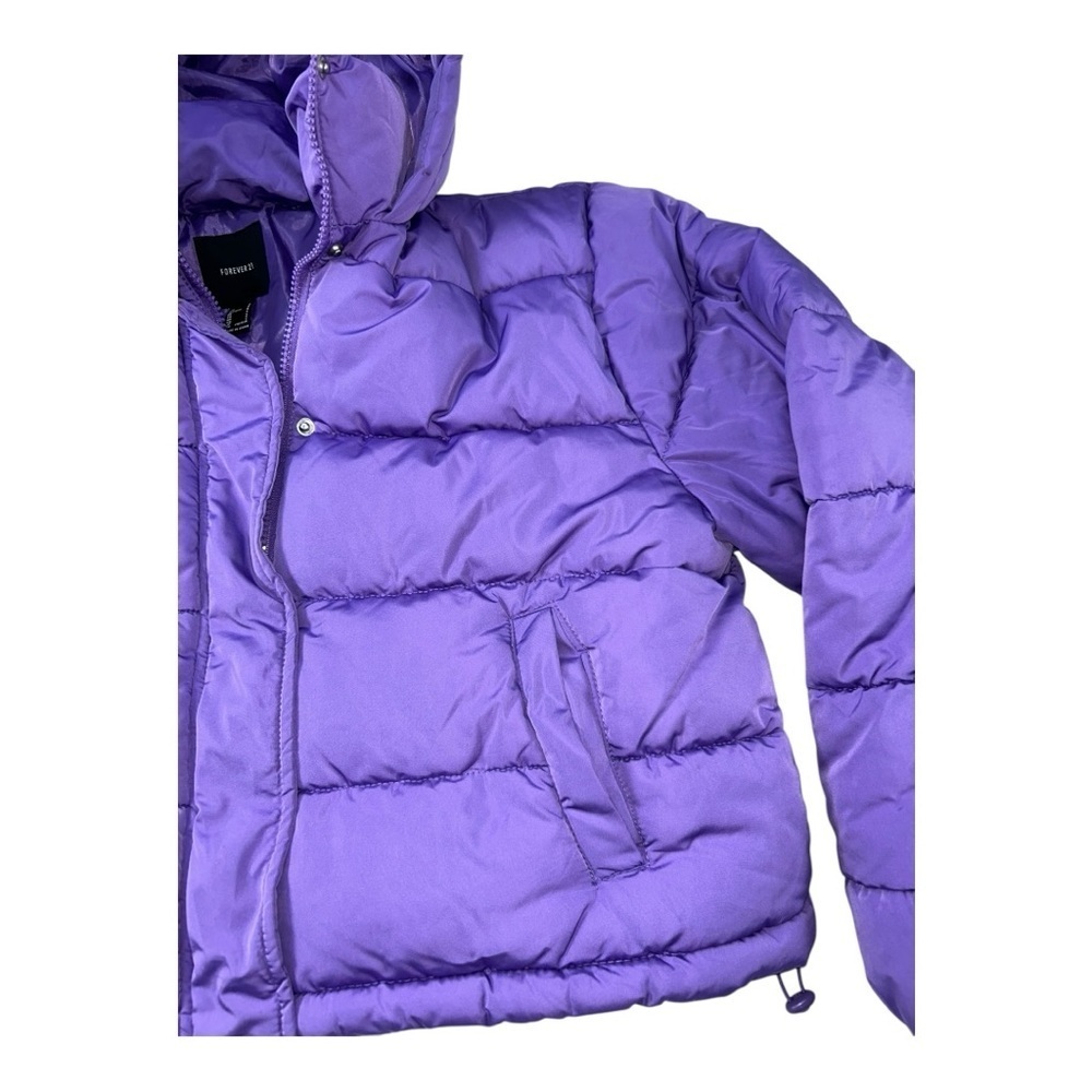 Forever 21 Women’s Winter Full Zip Fashion Puffer Jacket Size Large Purple - Picture 4 of 11
